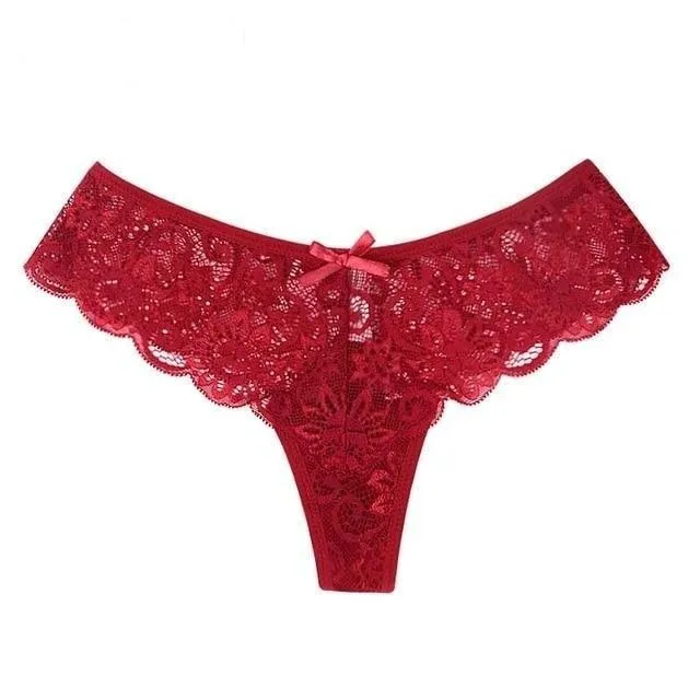 3Pcs/Pack Women's Sexy Underwear Ultra Thin Lace Thongs Knickers