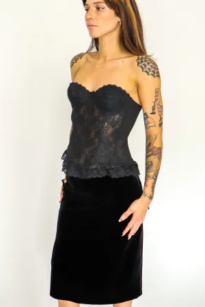 90s Lace Black Corset