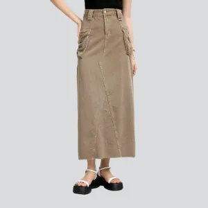 A-line color women's denim skirt