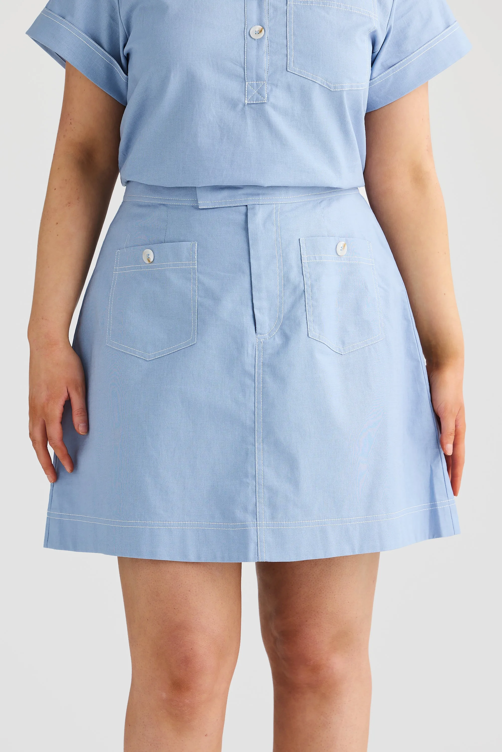 A-line Pocket Skirt - Cornflower Blue