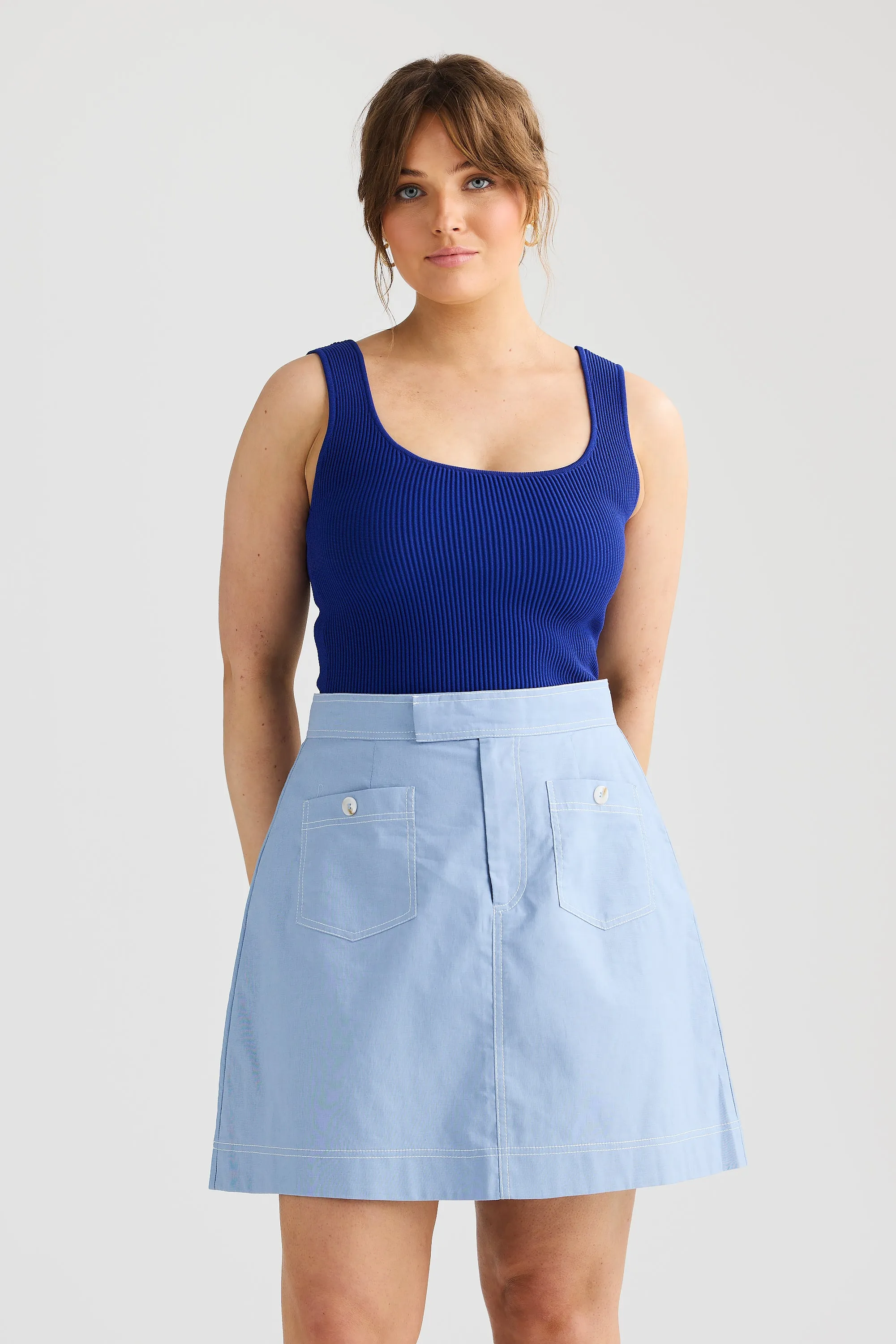 A-line Pocket Skirt - Cornflower Blue