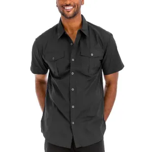 Black Two-Pocket Button-Down Shirt