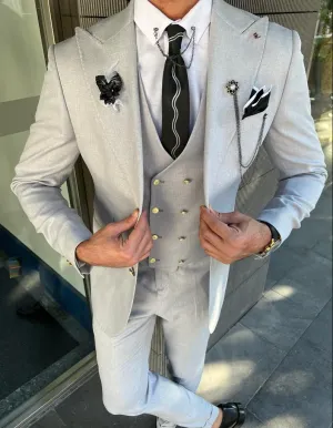 Bojoni Danielle Gray Slim Fit Peak Lapel Suit