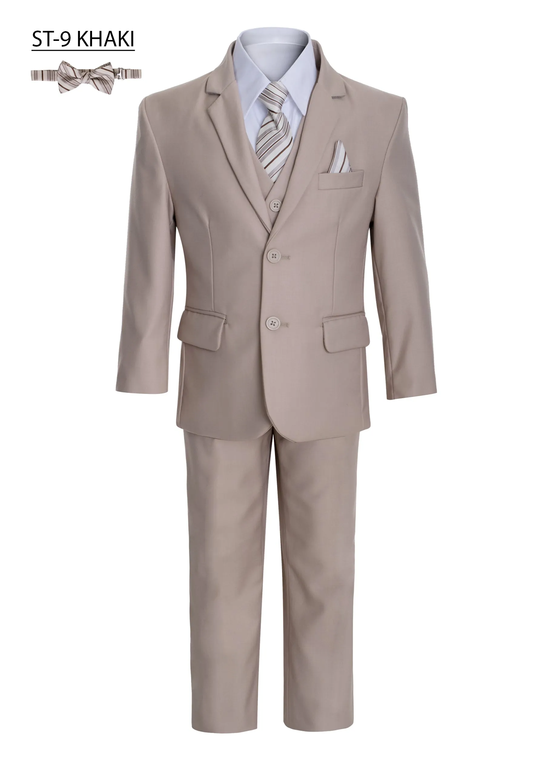 Boys' Slim Fit Suit 7-Piece Formal Set - Light Khaki