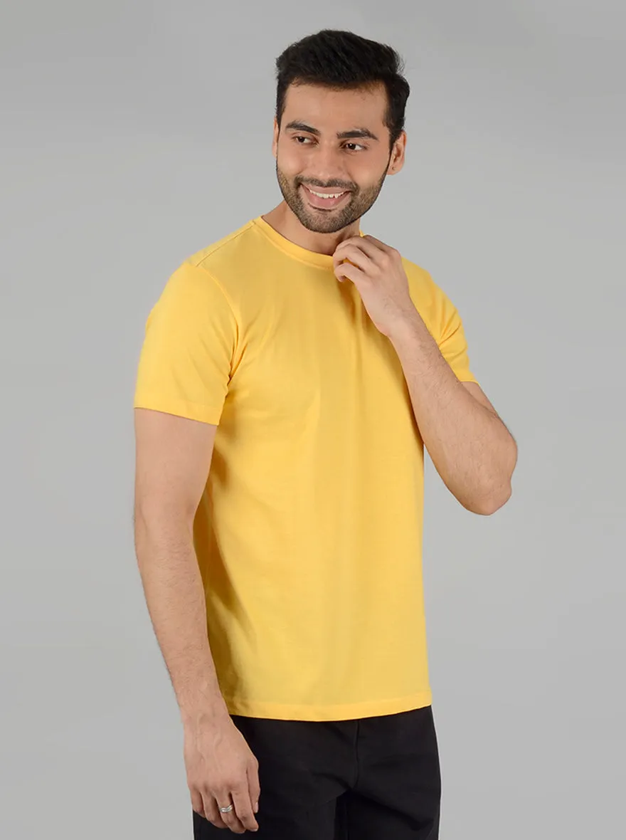 Bright Yellow Solid Slim Fit T-Shirt | JadeBlue