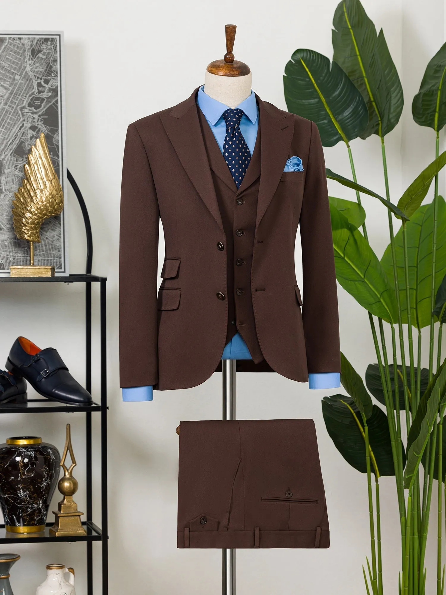 Brown Slim-Fit Suit 3-Piece