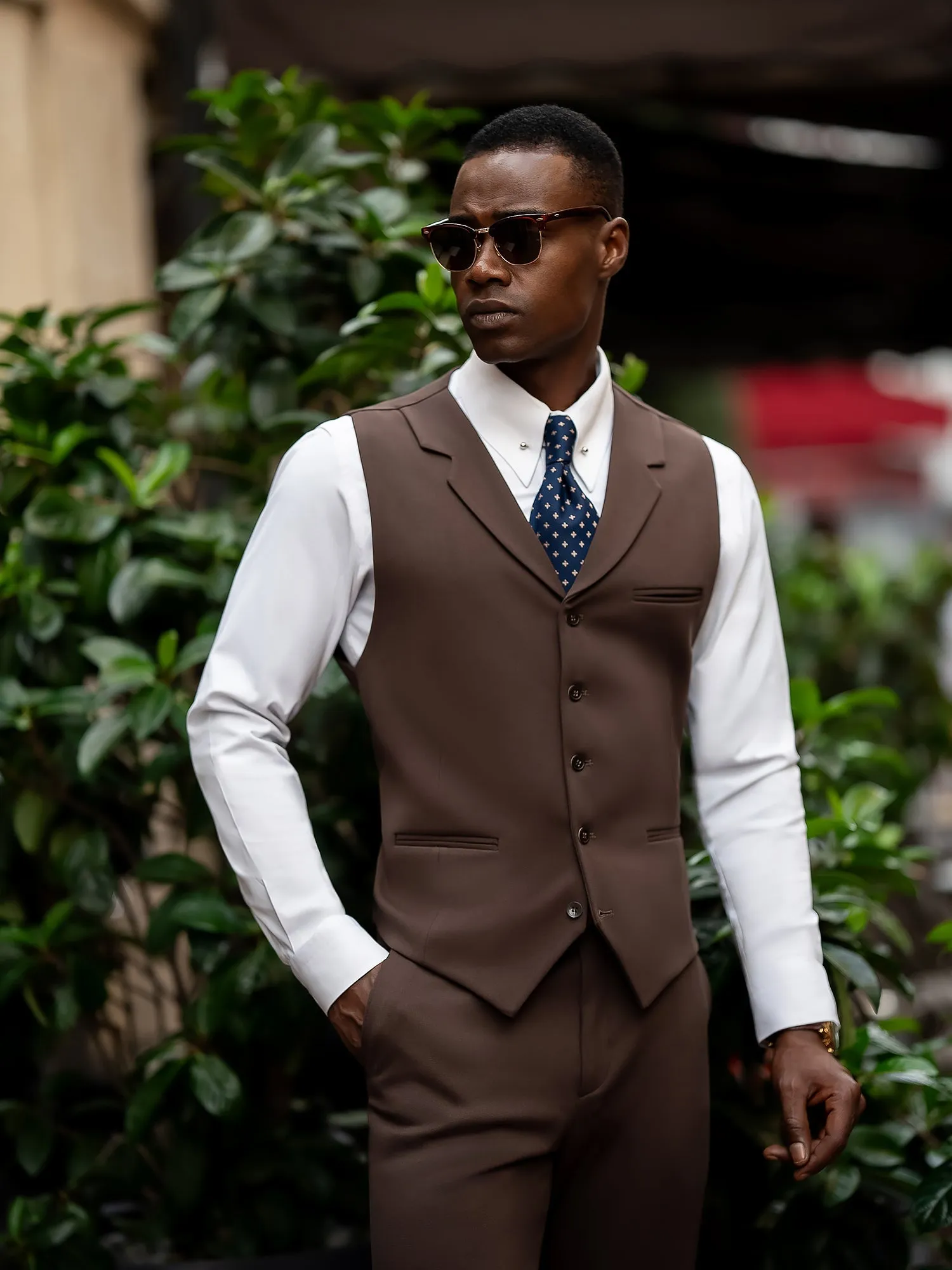 Brown Slim-Fit Suit 3-Piece