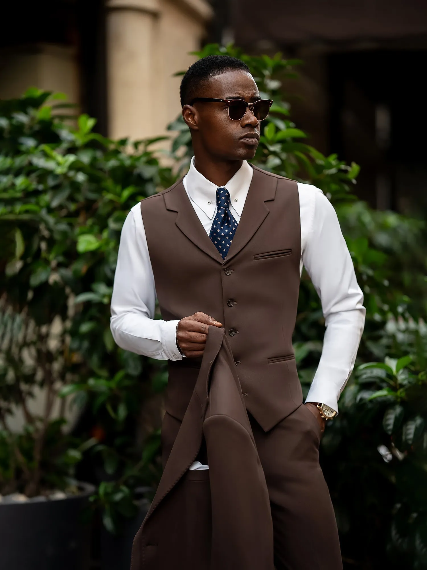 Brown Slim-Fit Suit 3-Piece