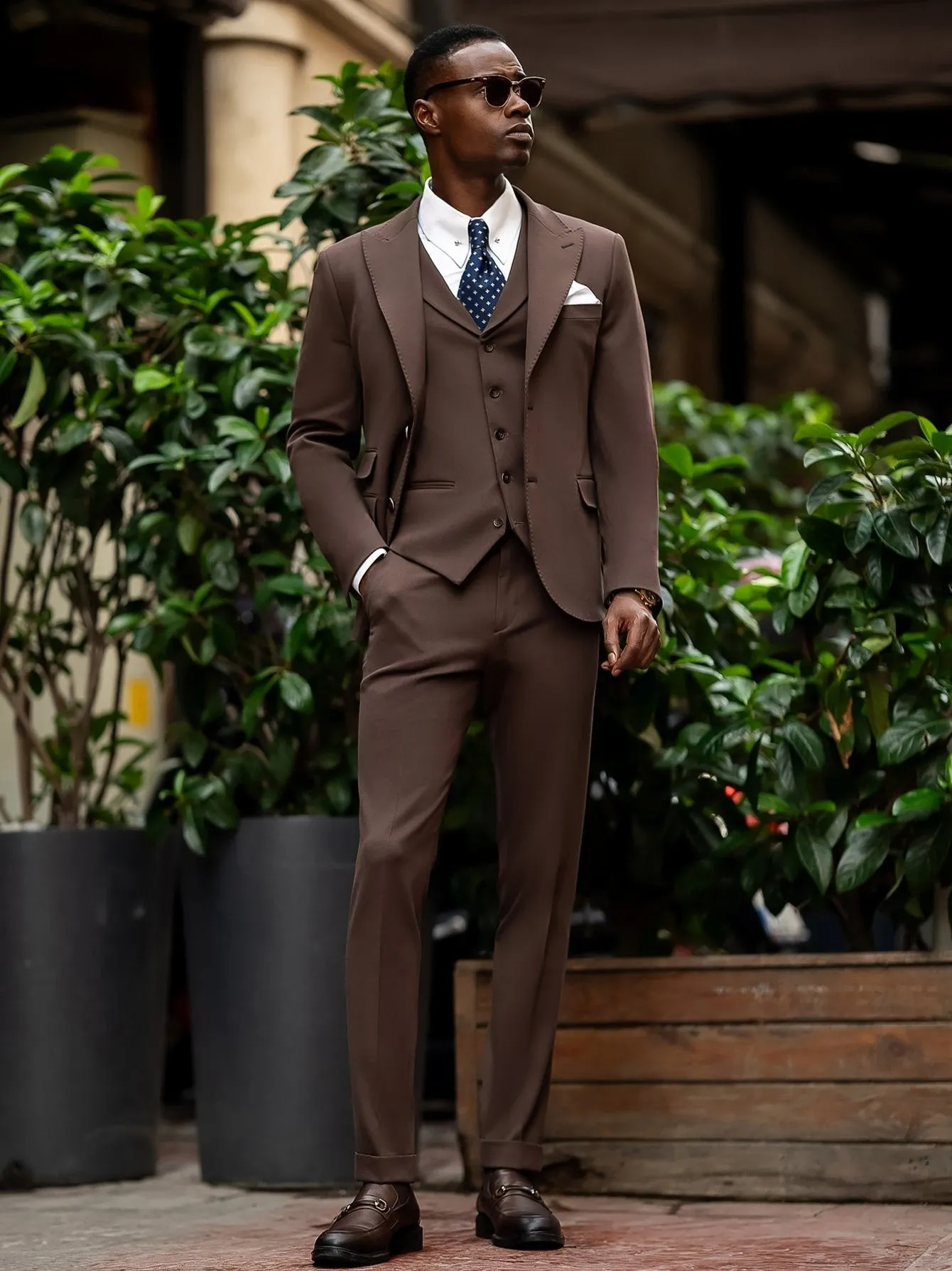 Brown Slim-Fit Suit 3-Piece