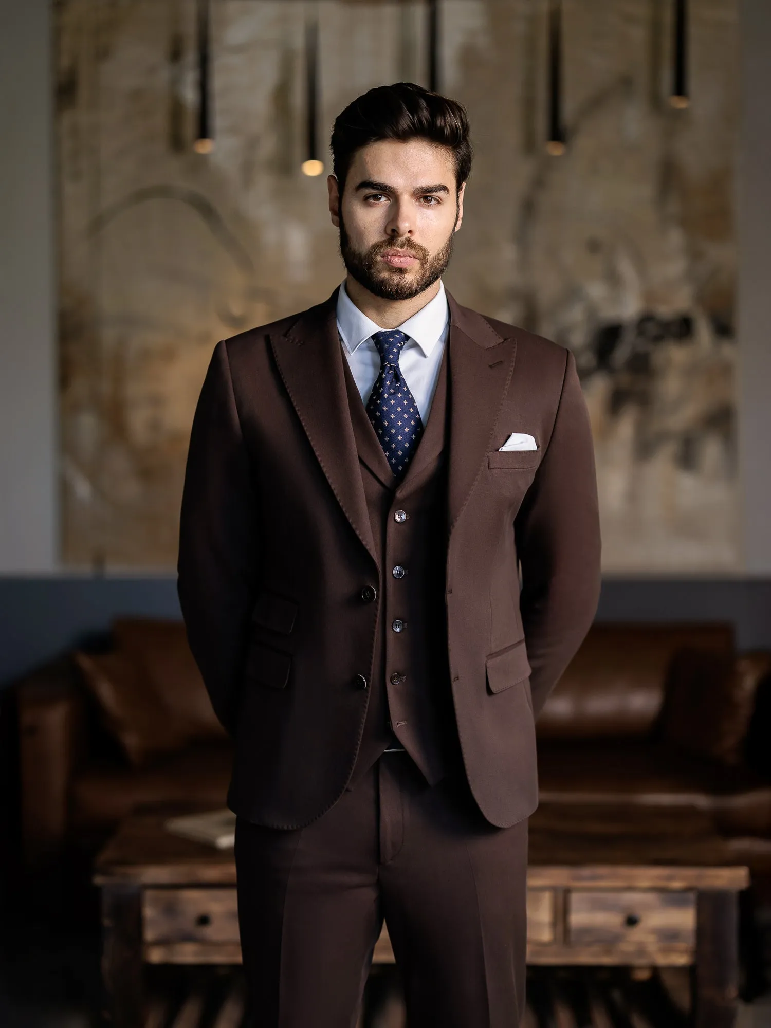 Brown Slim-Fit Suit 3-Piece