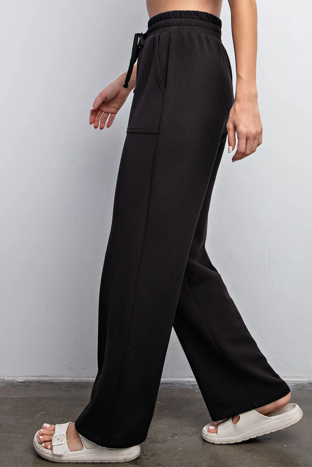 Cassidy High Rise Modal Straight Lounge Pants Black