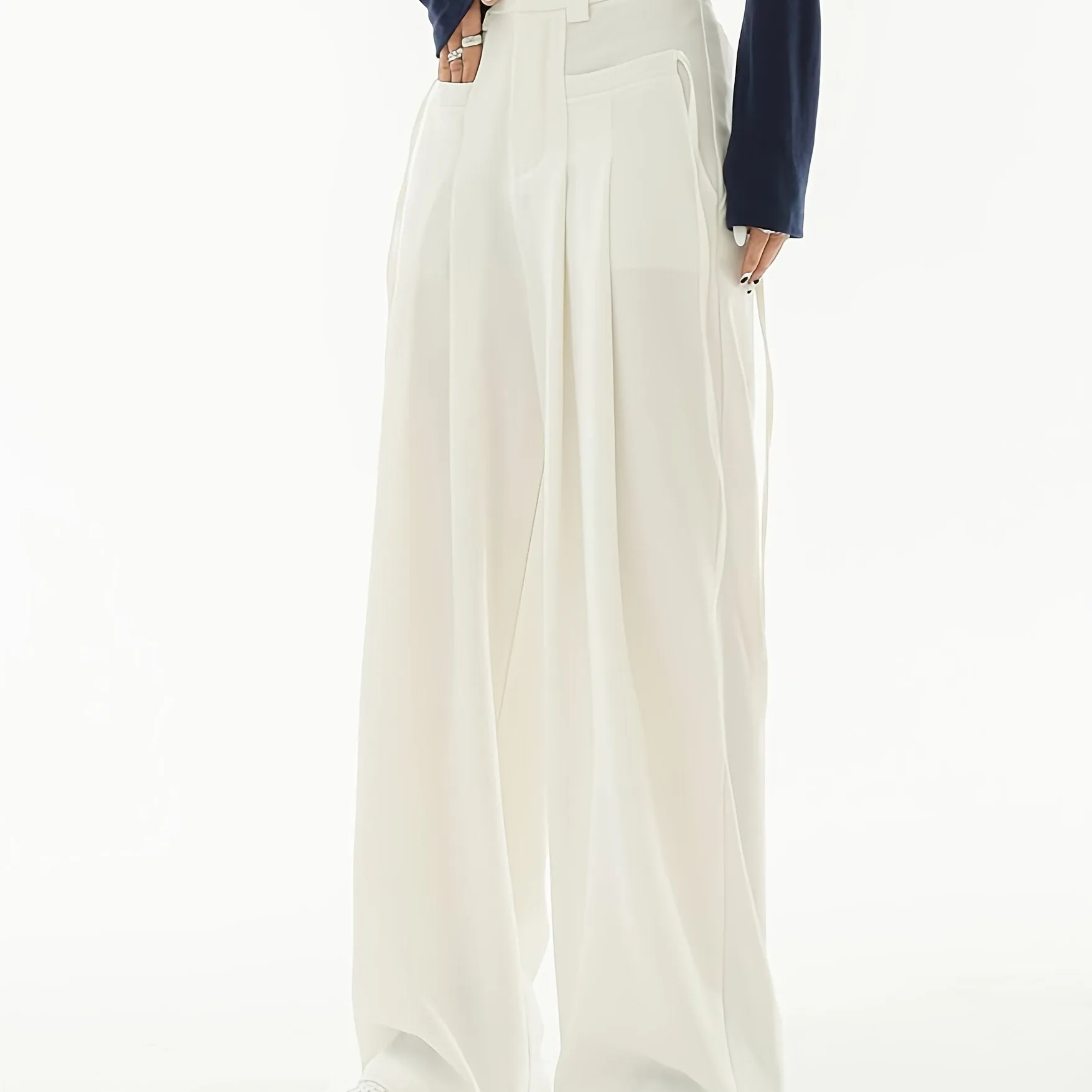 Casual Suit High Waist Straight Wide Leg Pants