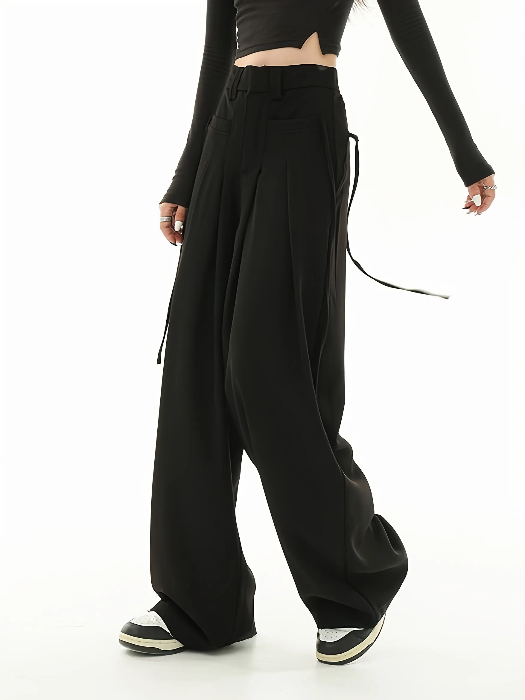 Casual Suit High Waist Straight Wide Leg Pants