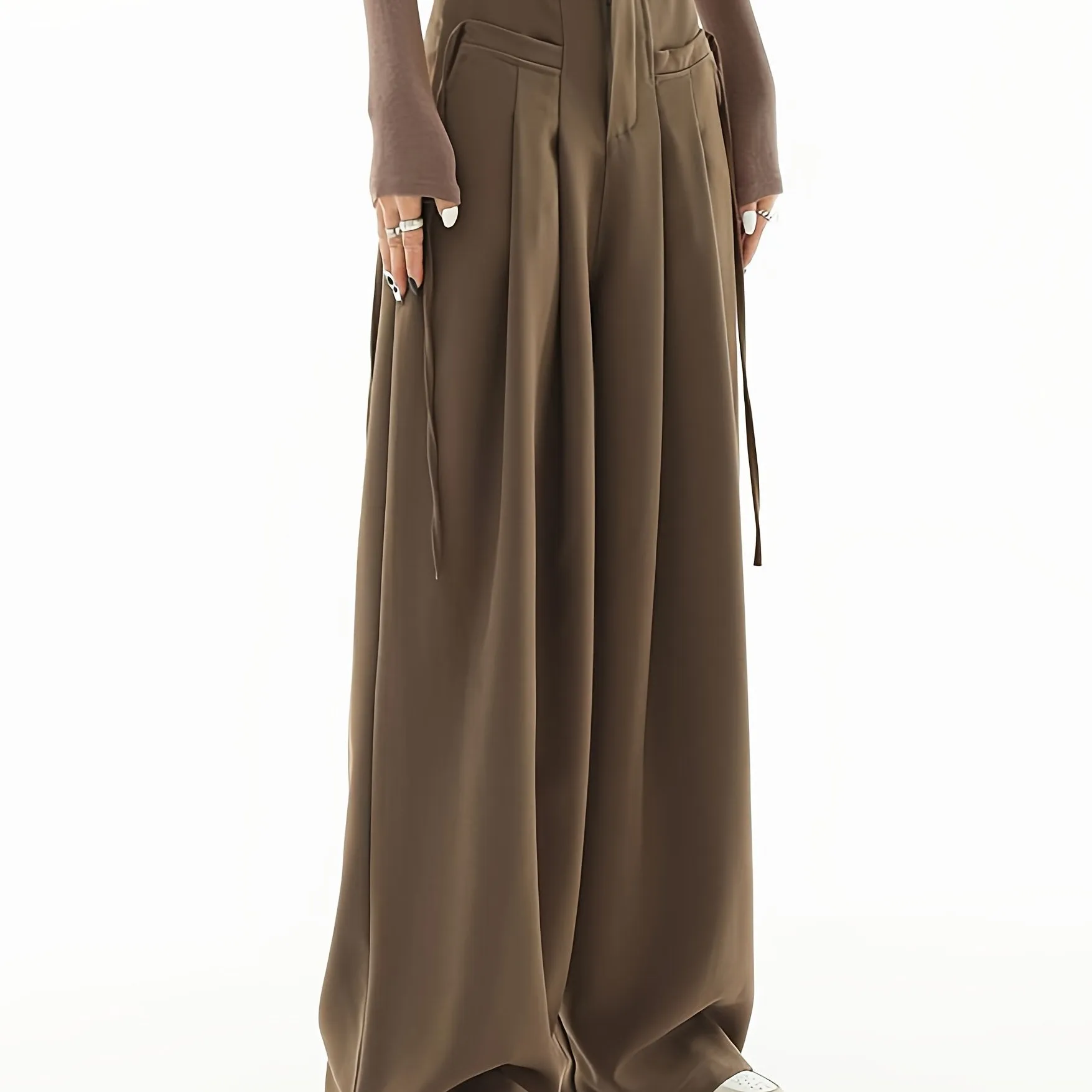 Casual Suit High Waist Straight Wide Leg Pants