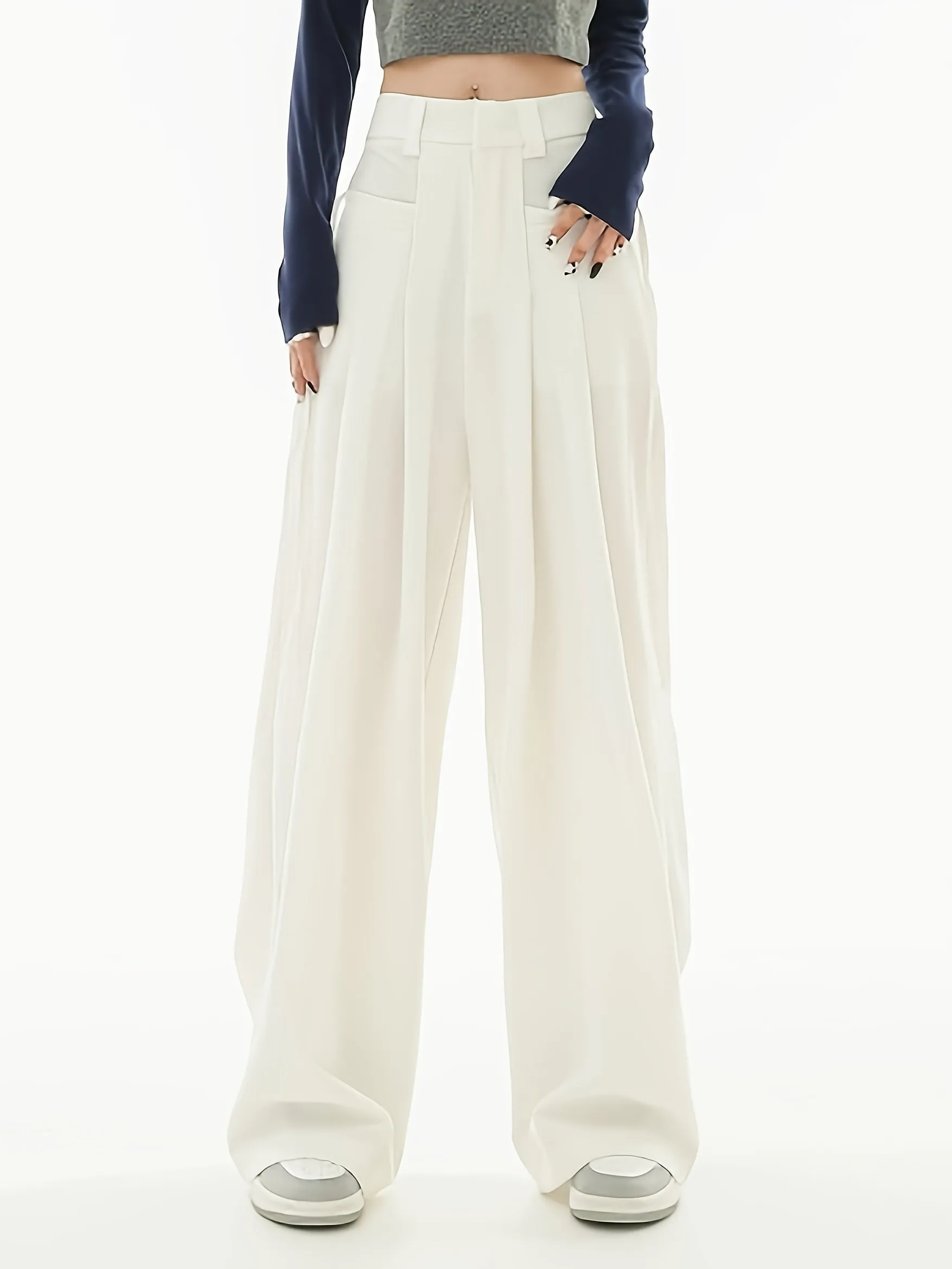 Casual Suit High Waist Straight Wide Leg Pants