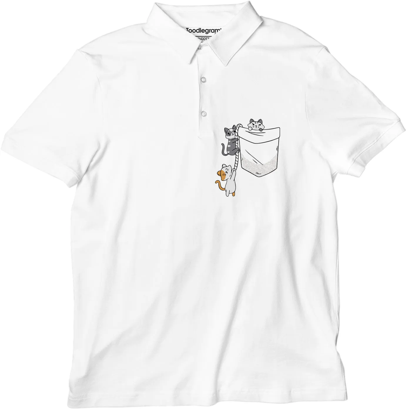 Cat Hanging From Pocket Unisex Polo T-shirt