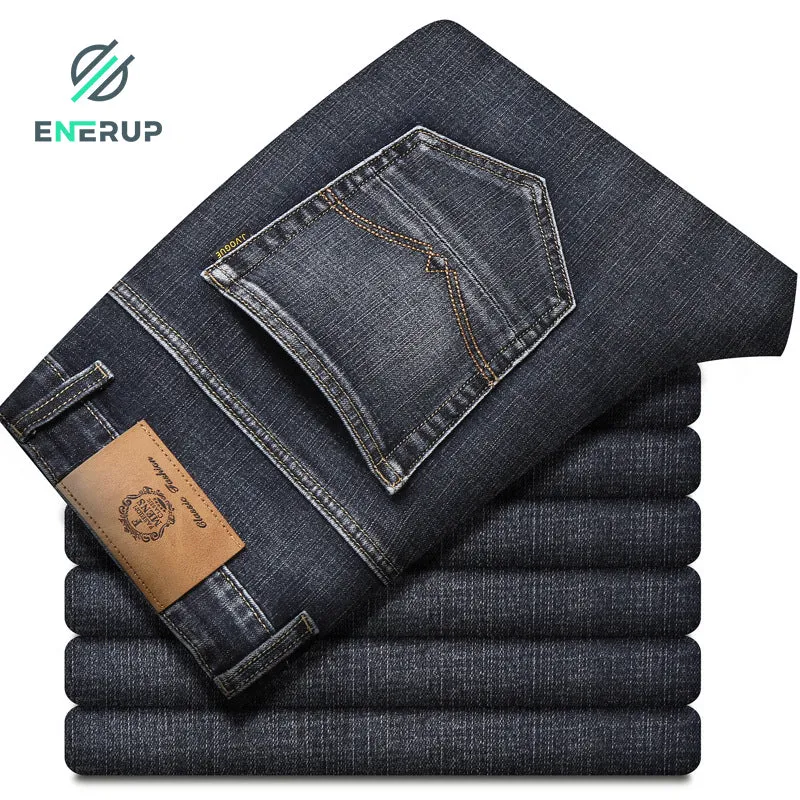 Classic Casual Straight-leg High Waist Men's Jeans Pants