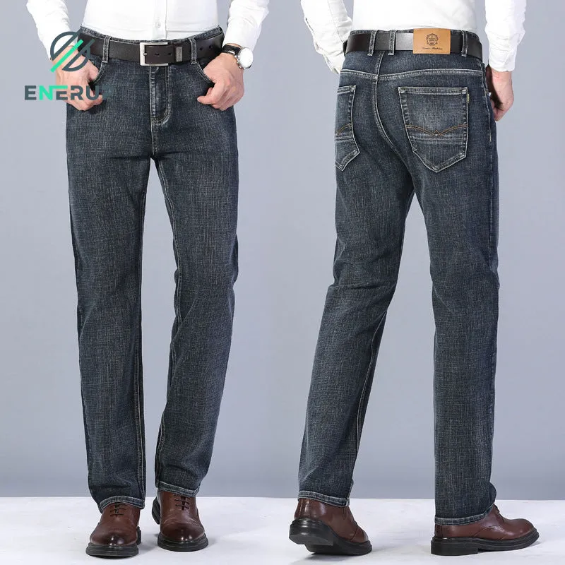 Classic Casual Straight-leg High Waist Men's Jeans Pants