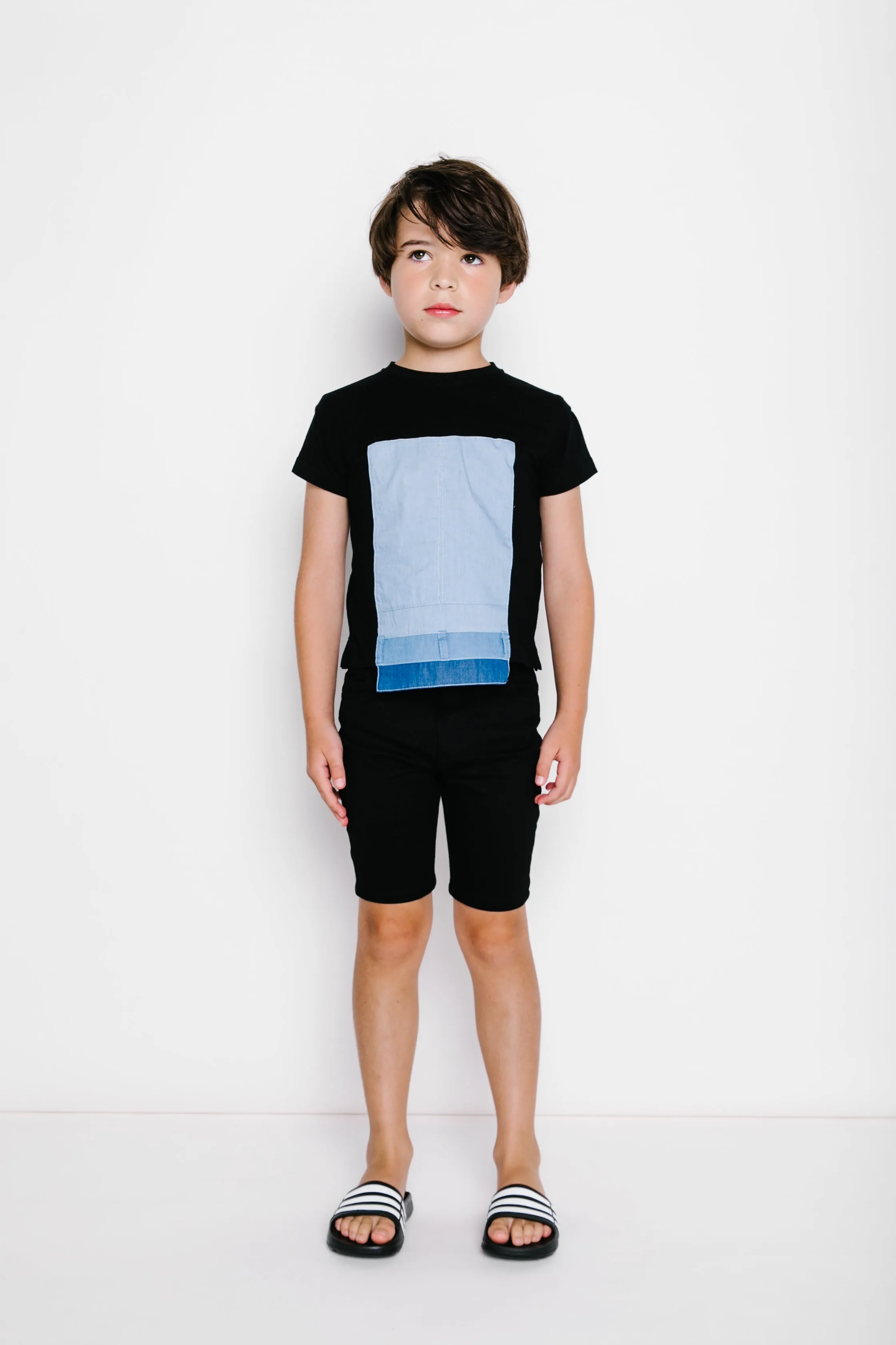 Crew Kids Denim Panel T-Shirt