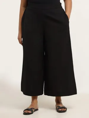 Diza Black Cotton Straight Pants