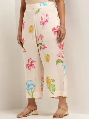 Diza Pink Floral Cotton Wide-Leg Pants