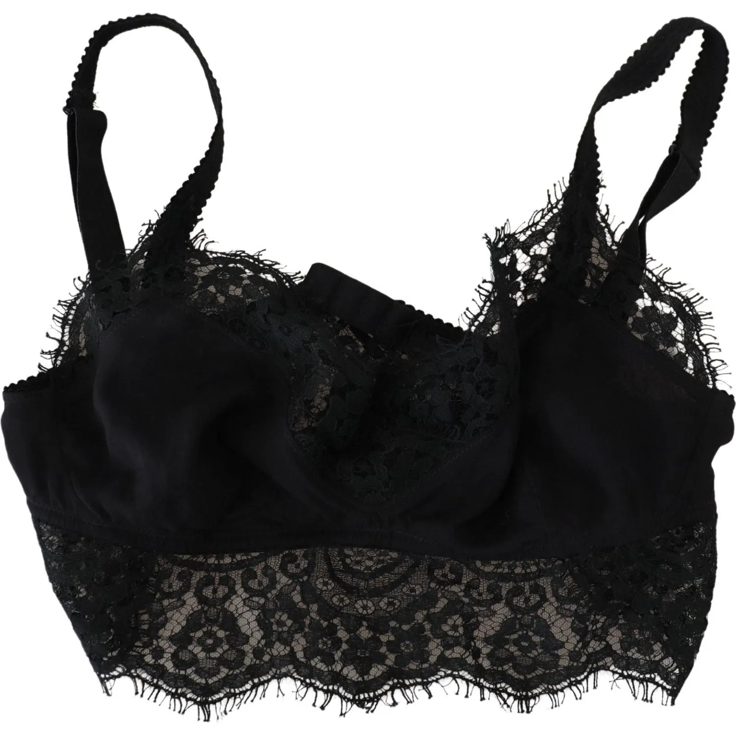 Dolce & Gabbana Black Floral Lace Stretch Bralette Underwear