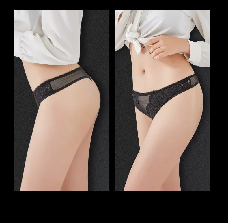 Exquisite Embroidery Floral Women Underwear String Lingerie Transparent Panties Thong Briefs