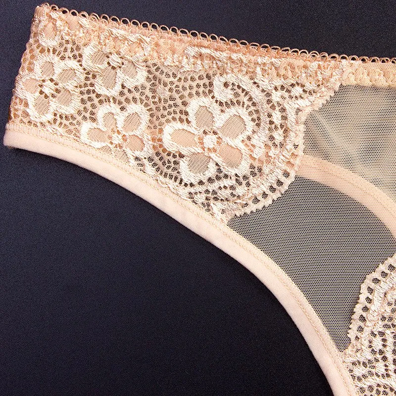 Exquisite Embroidery Floral Women Underwear String Lingerie Transparent Panties Thong Briefs