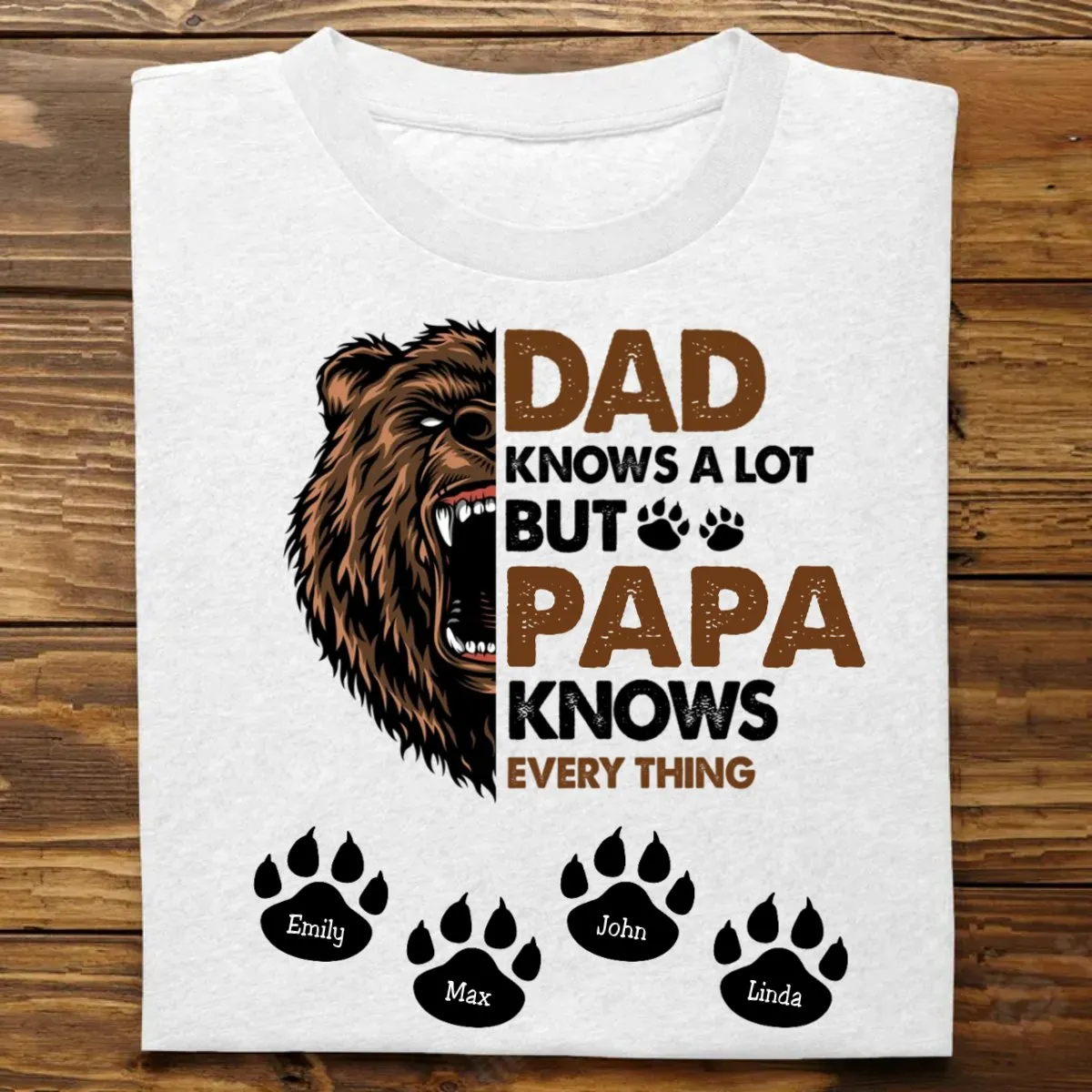 Father's Day - Papa Knows Everything - Personalized Unisex T-shirt