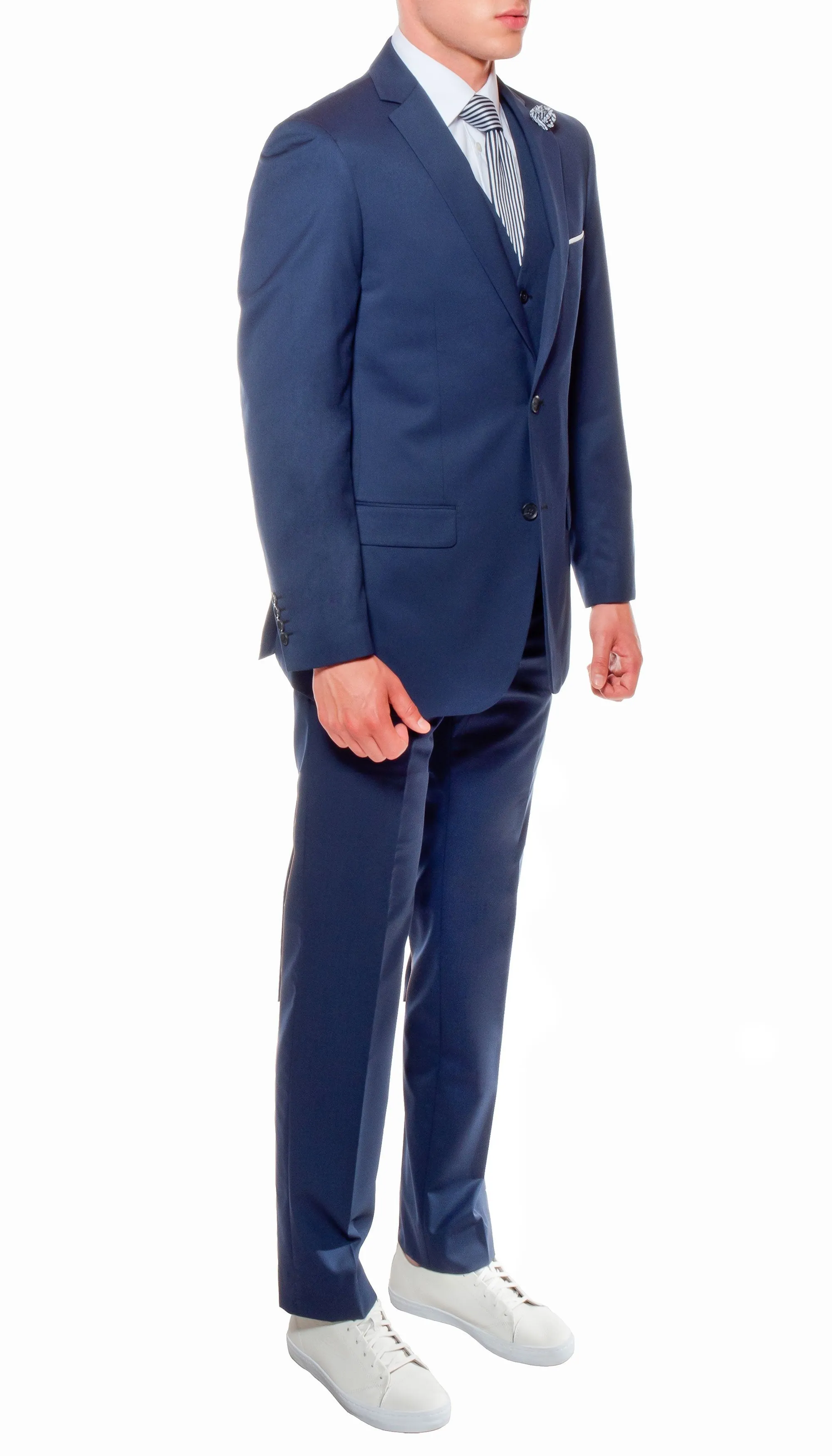 Ferrecci Mens Savannah Navy Slim Fit 3 Piece Suit