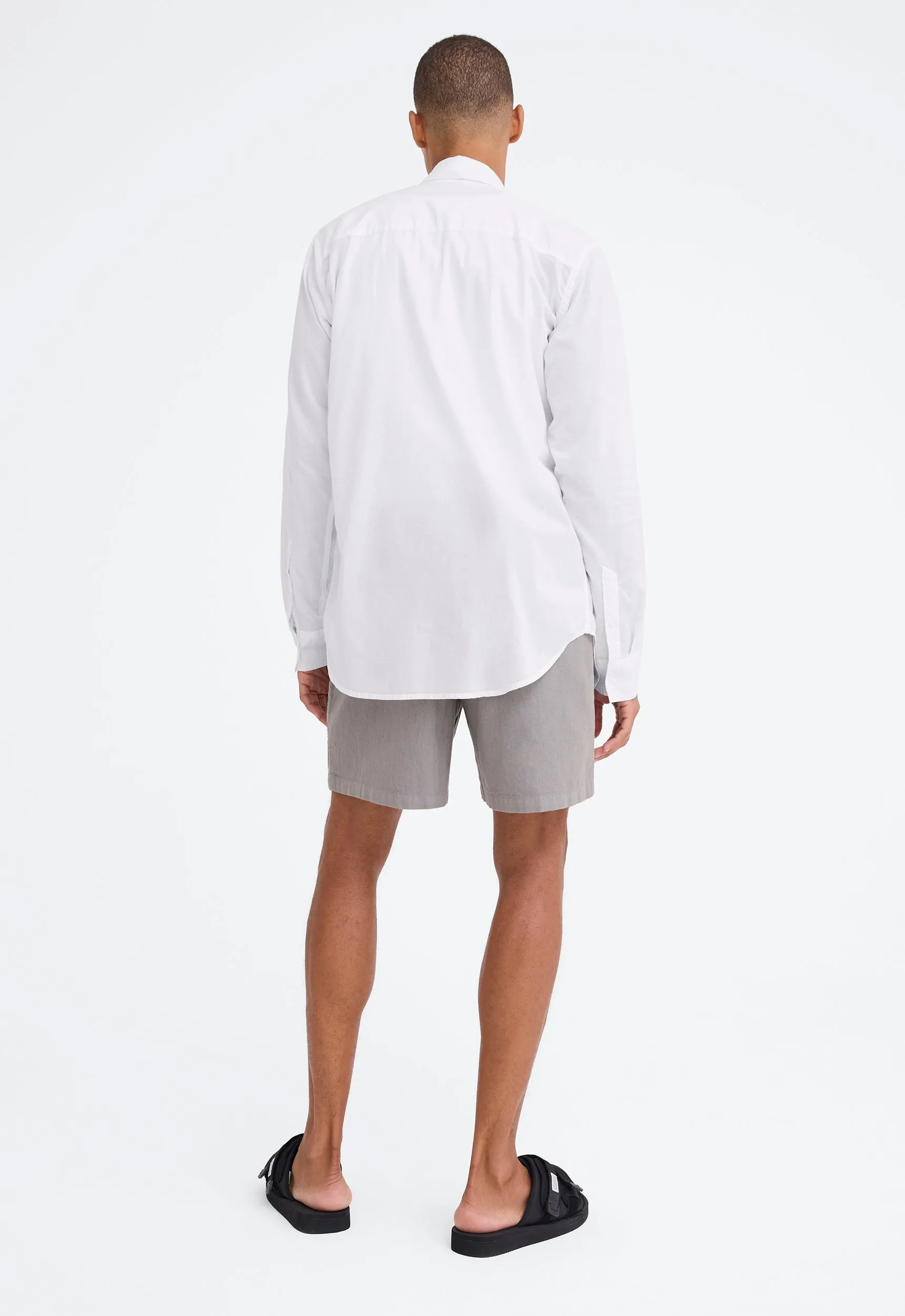 Folded Collar Cotton Shirt - White