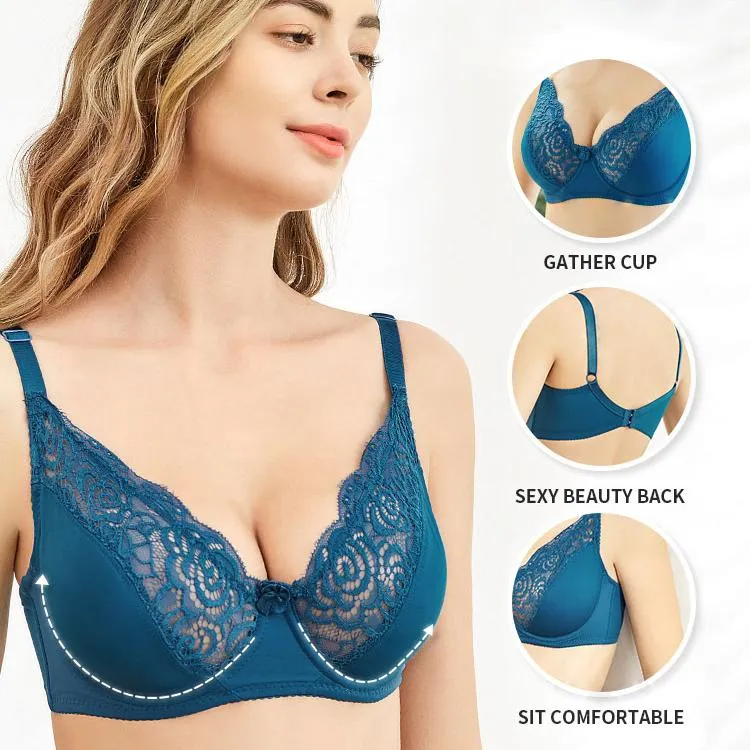 French Adjustable Underwear Small Chest Gather Thin Underwire Lace Ladies Bra