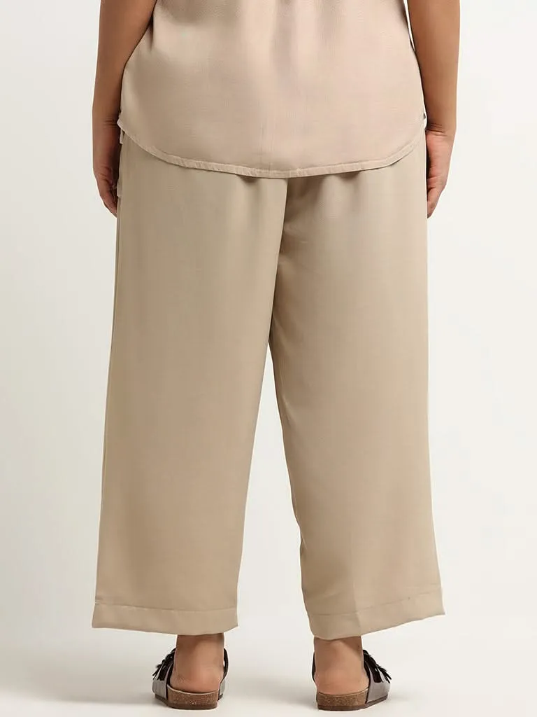 Gia Beige Straight-Leg Pants