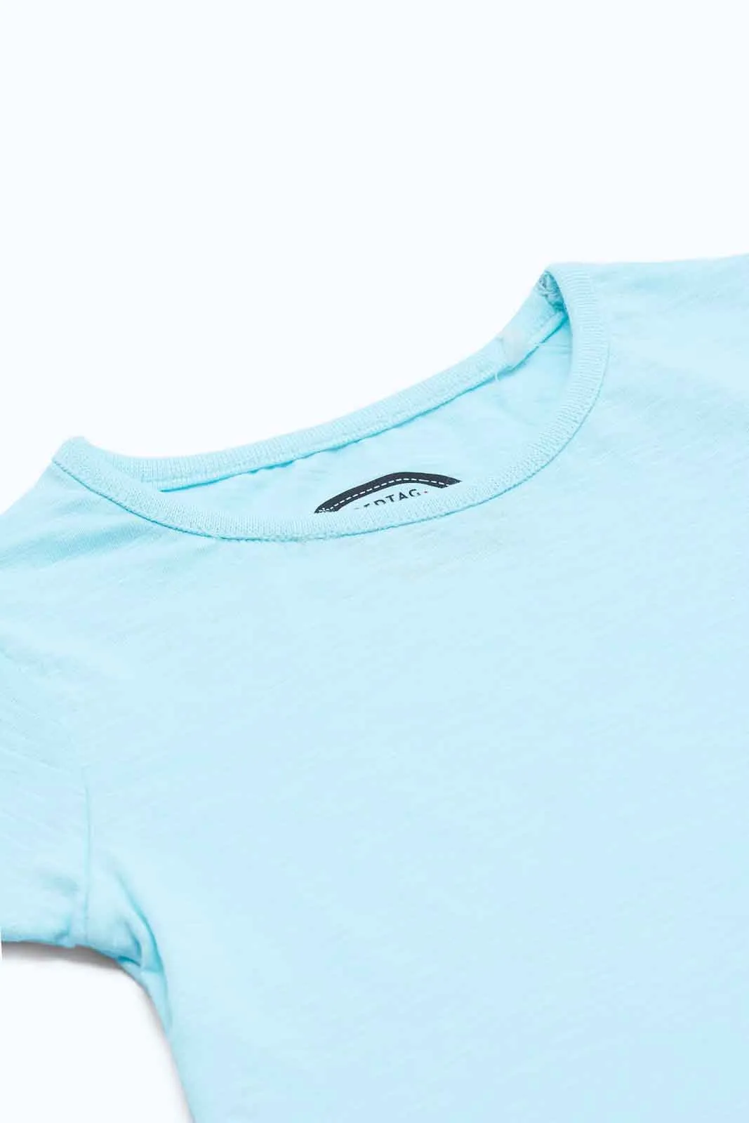 Girls Blue Plain T-Shirt