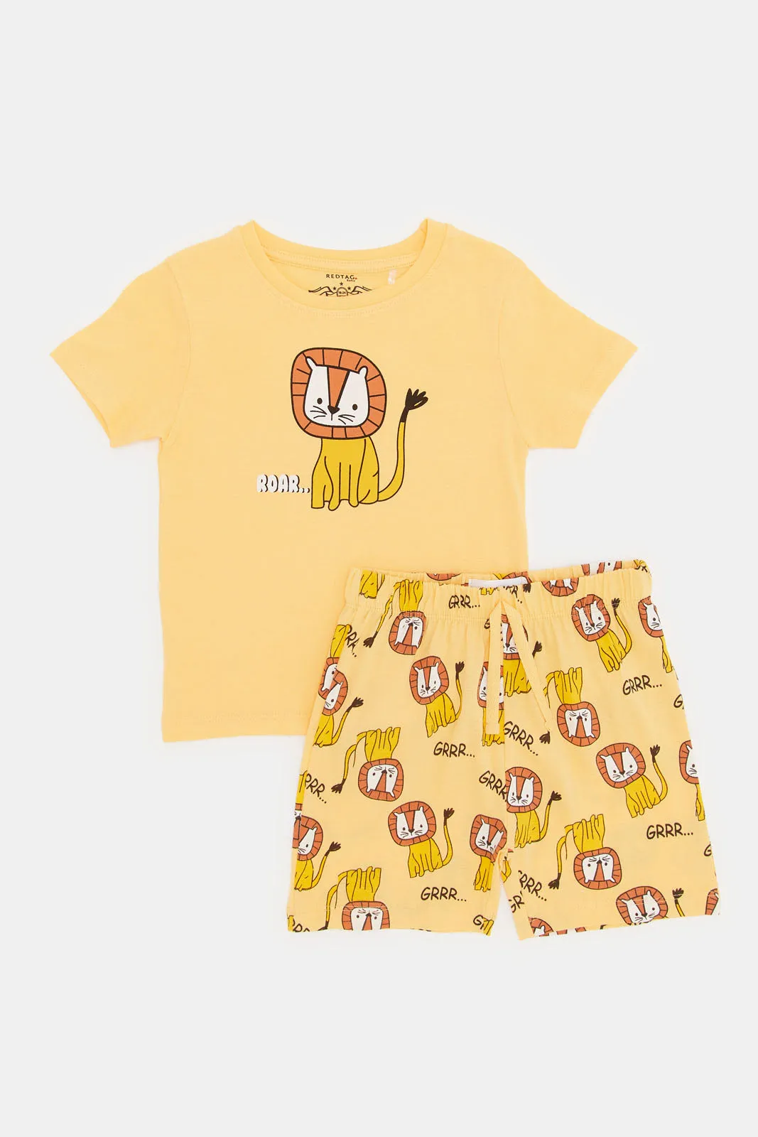 Infant Boys Orange Lion Print Pyjama Set (2 Piece)