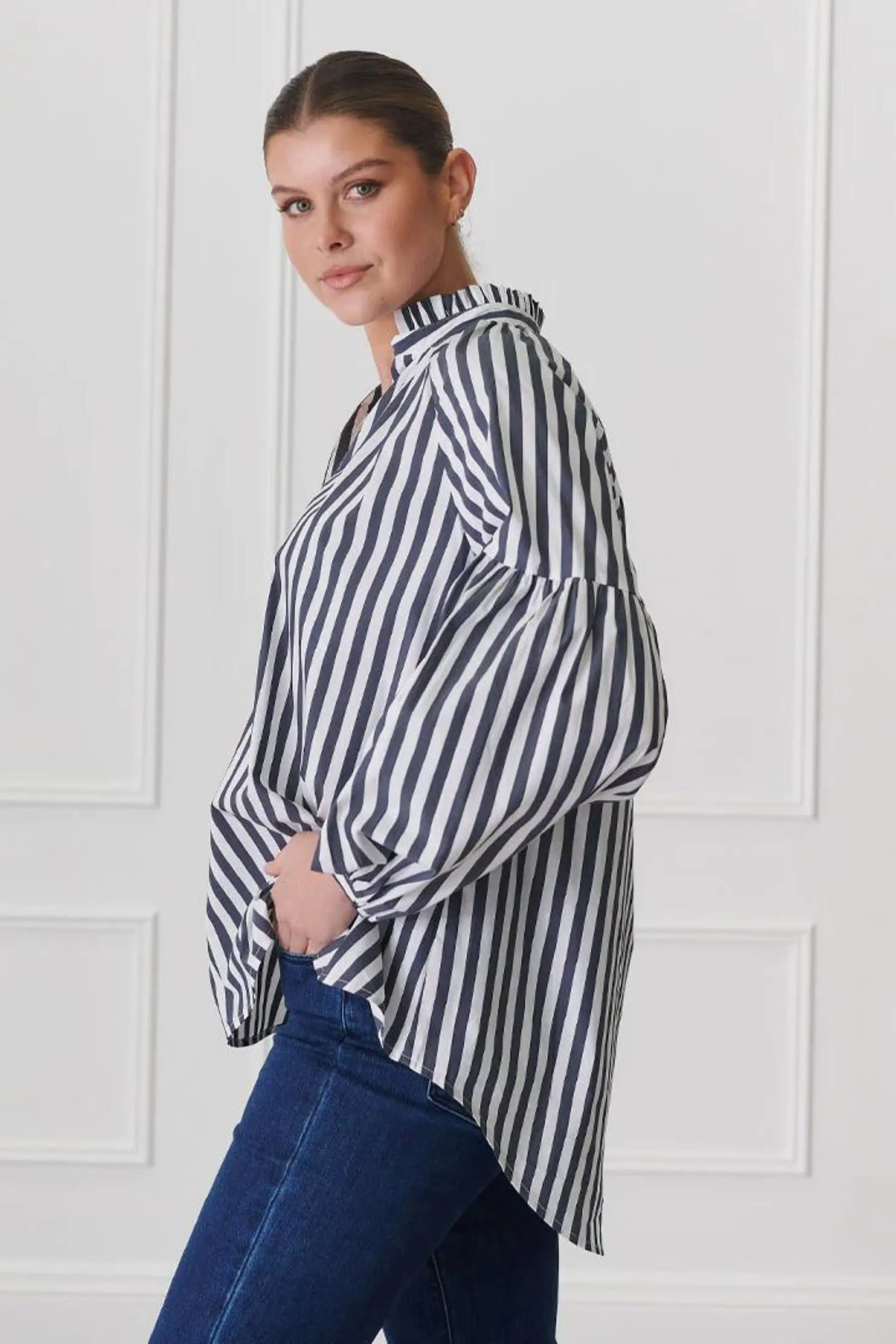 Kell Bold Stripe Shirt | Indigo