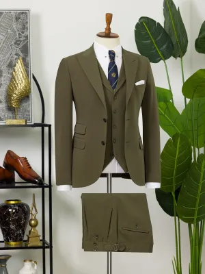 Khaki Slim-Fit Suit 3-Piece