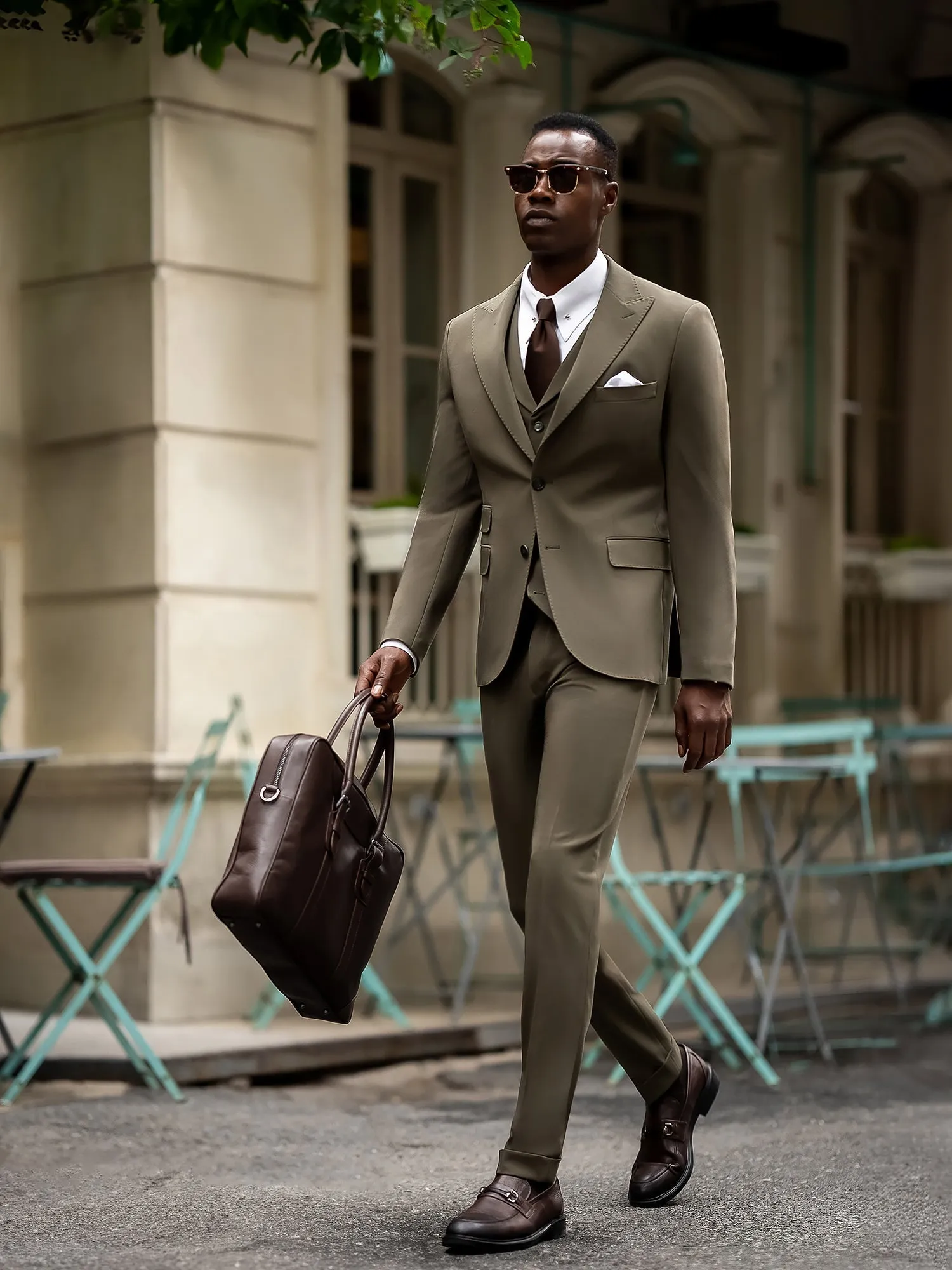 Khaki Slim-Fit Suit 3-Piece