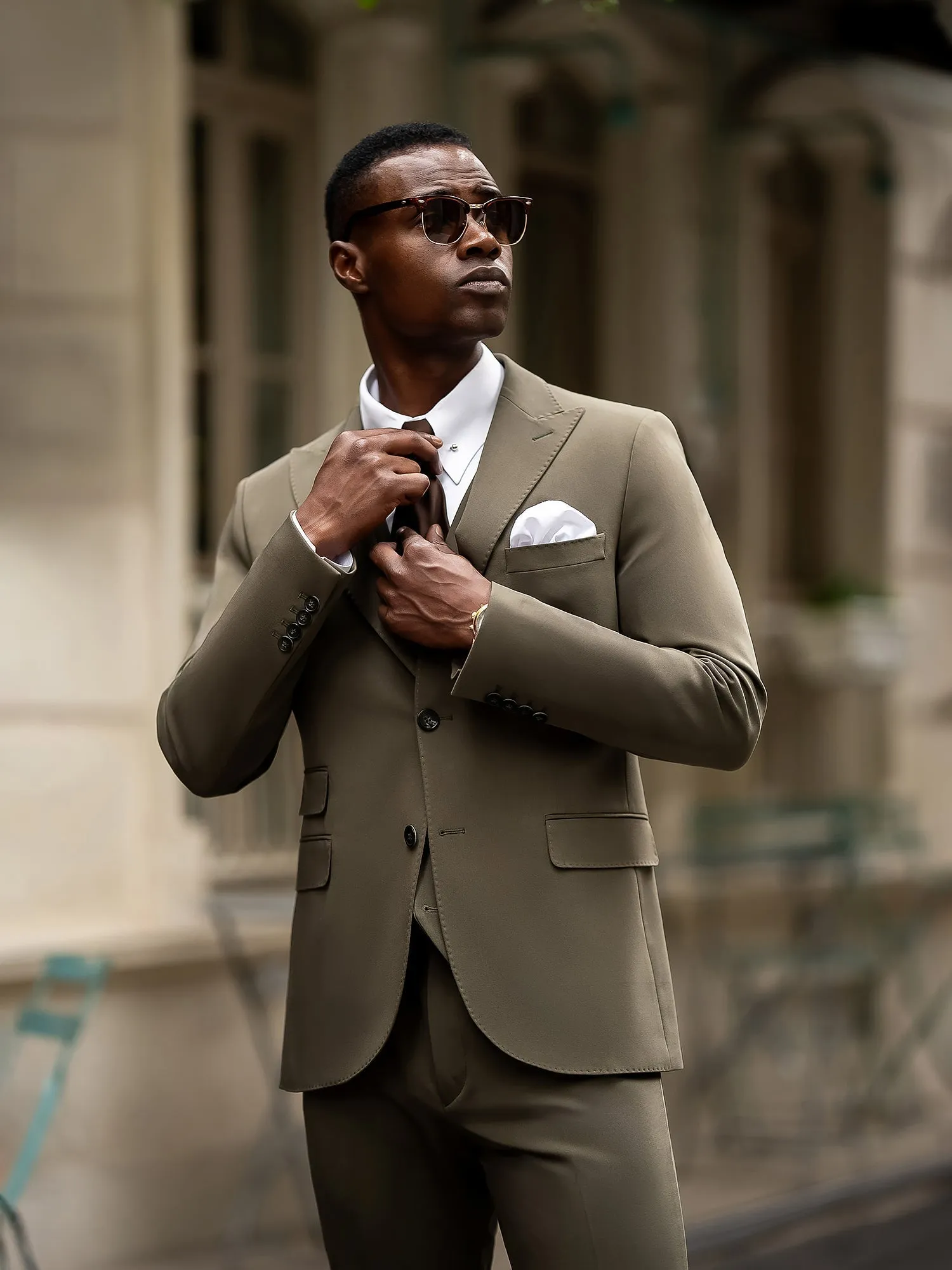 Khaki Slim-Fit Suit 3-Piece