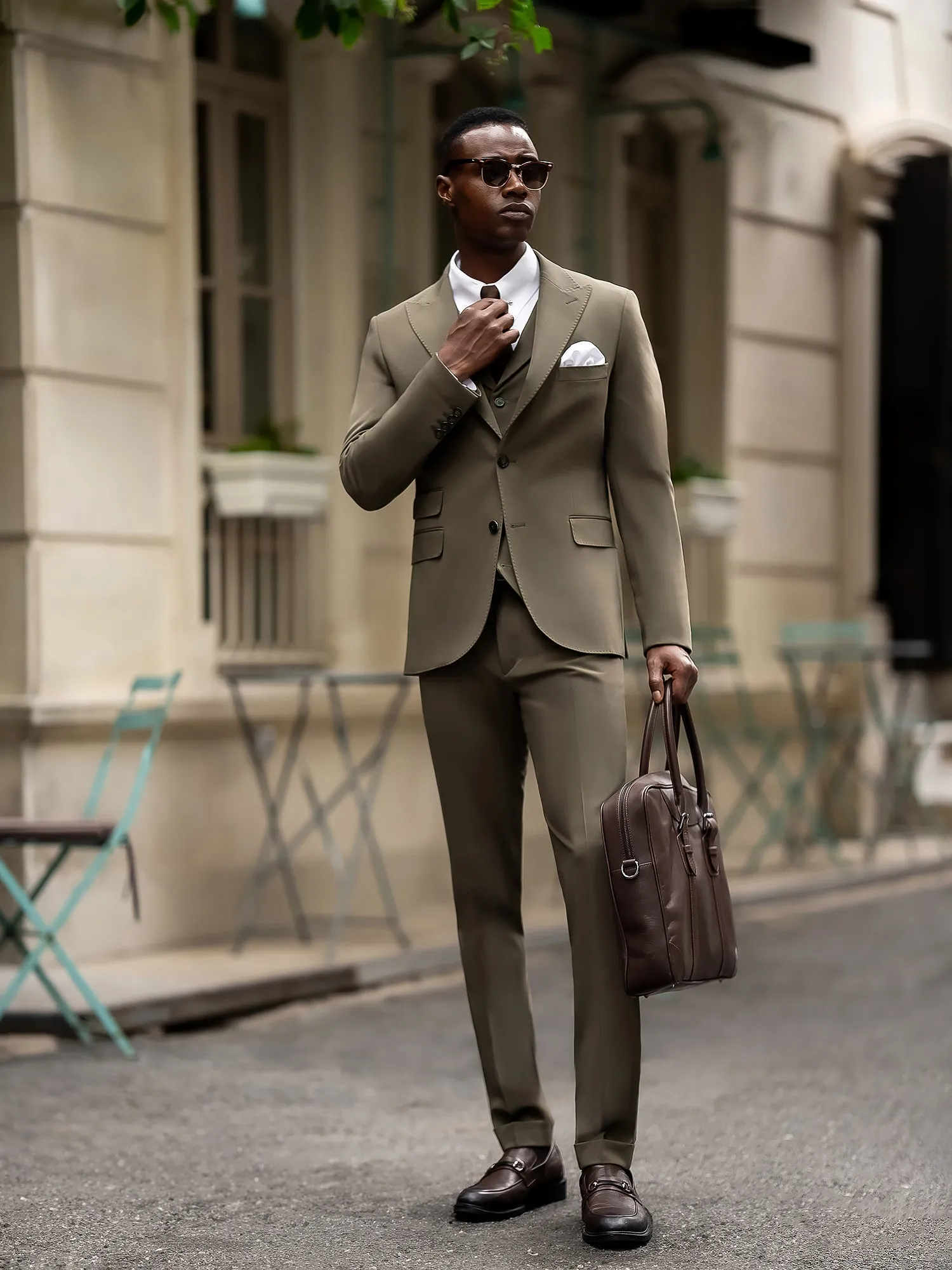 Khaki Slim-Fit Suit 3-Piece