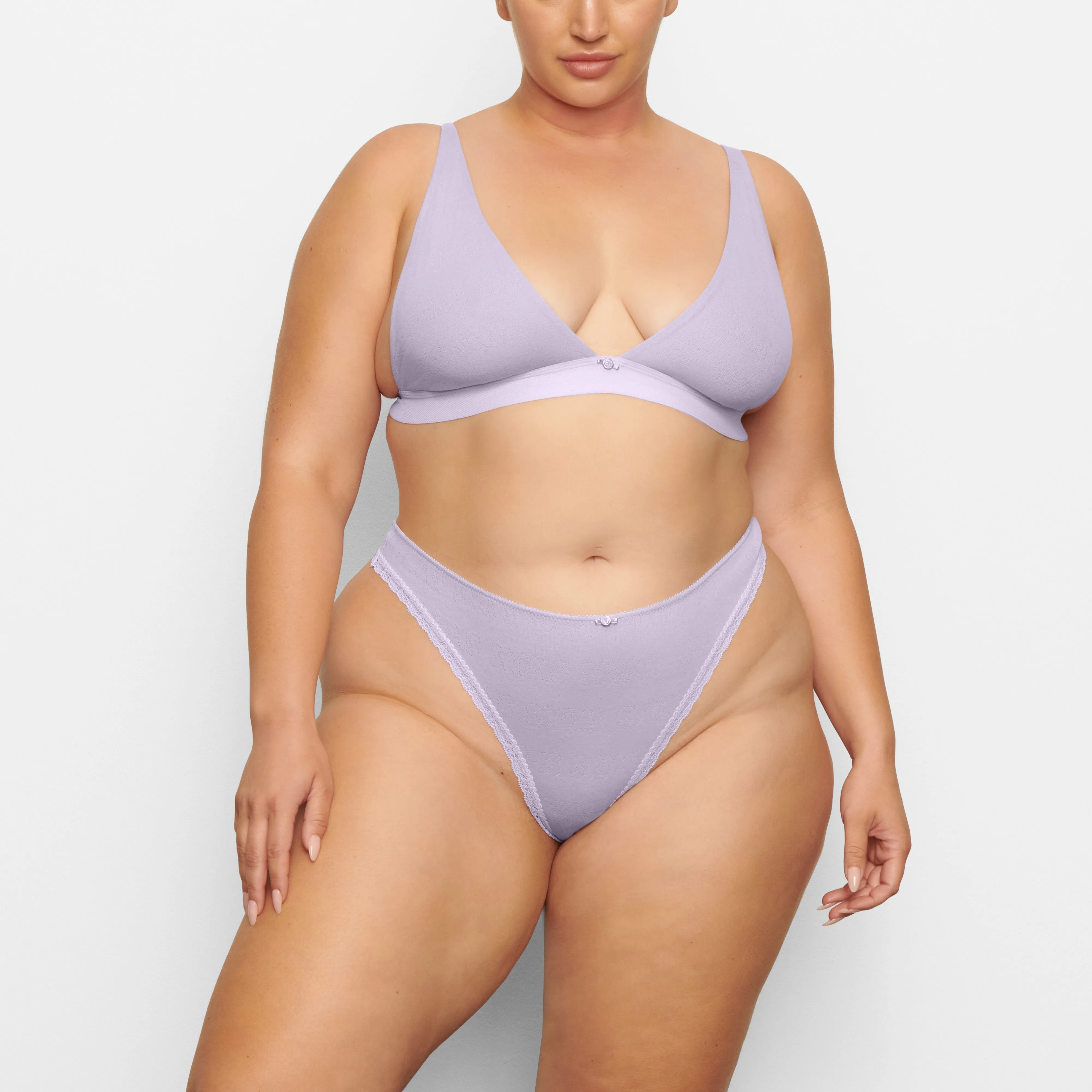 LACE POINTELLE THONG | LAVENDER