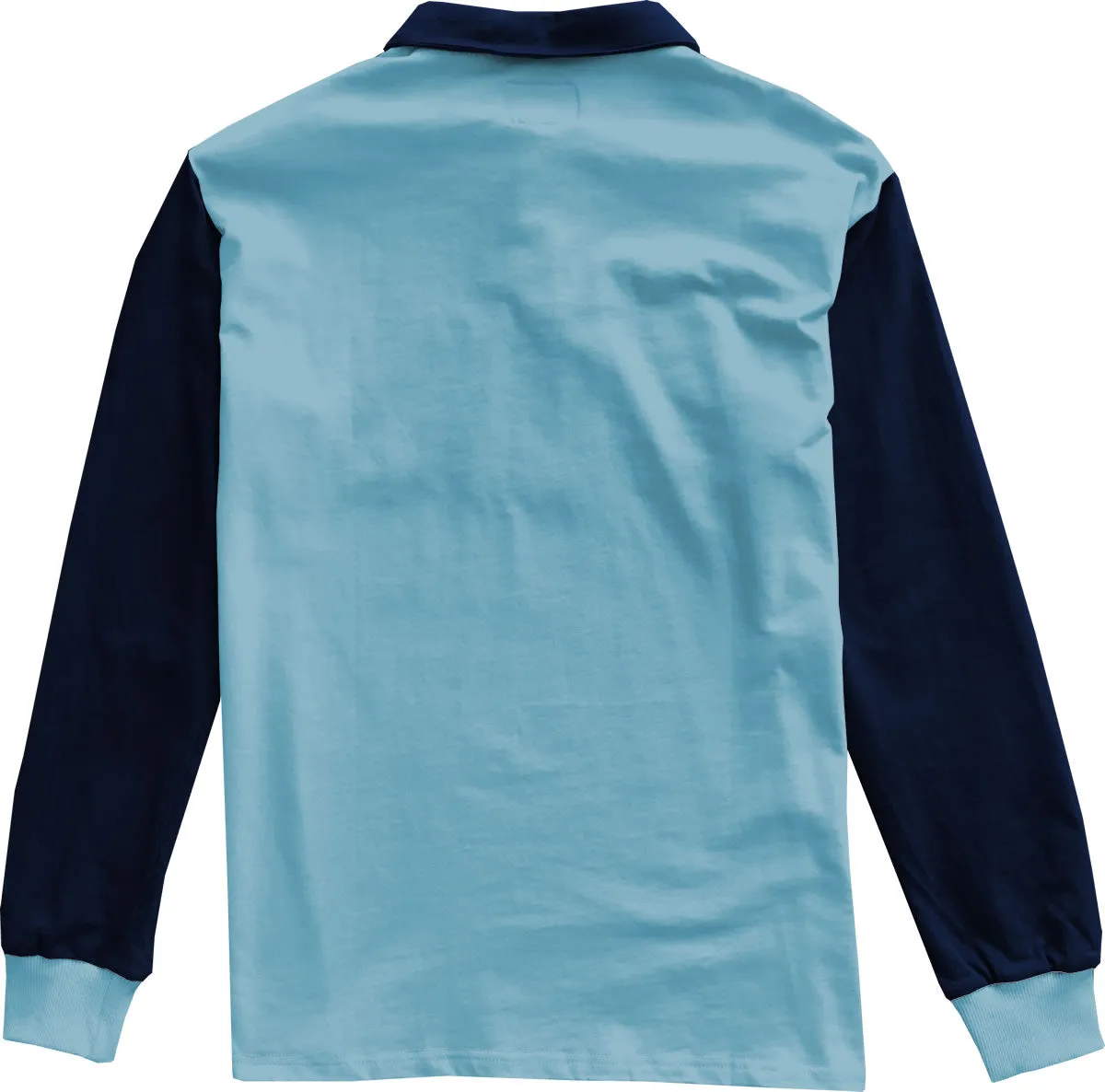 Light And Dark Blue Colorblock Mens Long Sleeve Polo Rugby Shirt