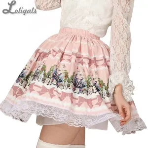 Lolita Sweet Princess Fairy Tale Land Pink Alice's Tea Party Series Short Skirt for Girl