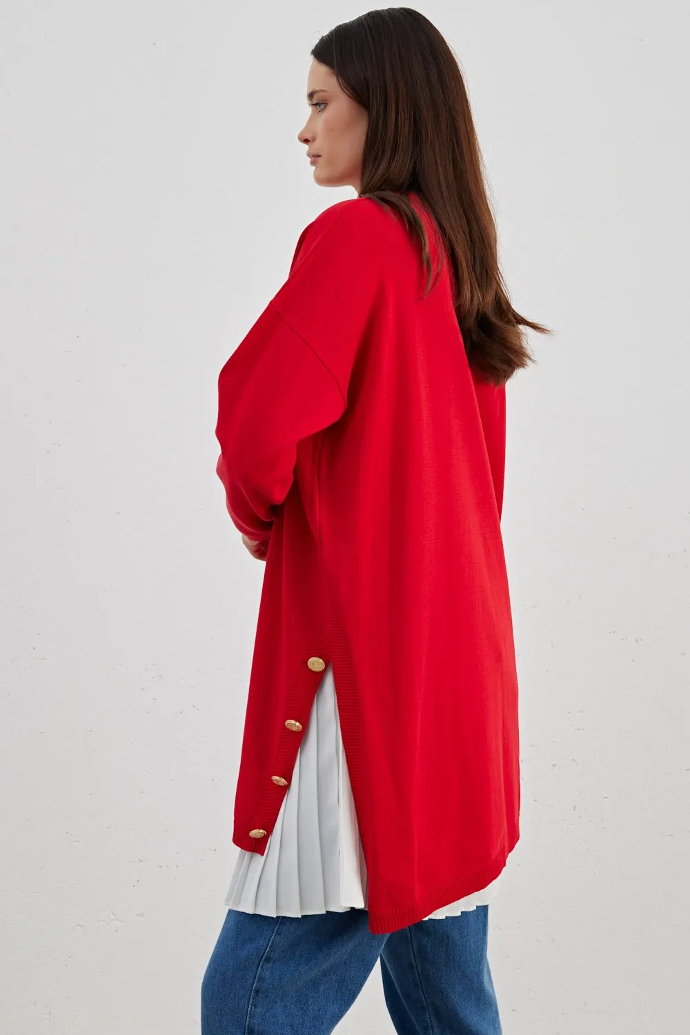 MRW Blazzer Button Tunic Red