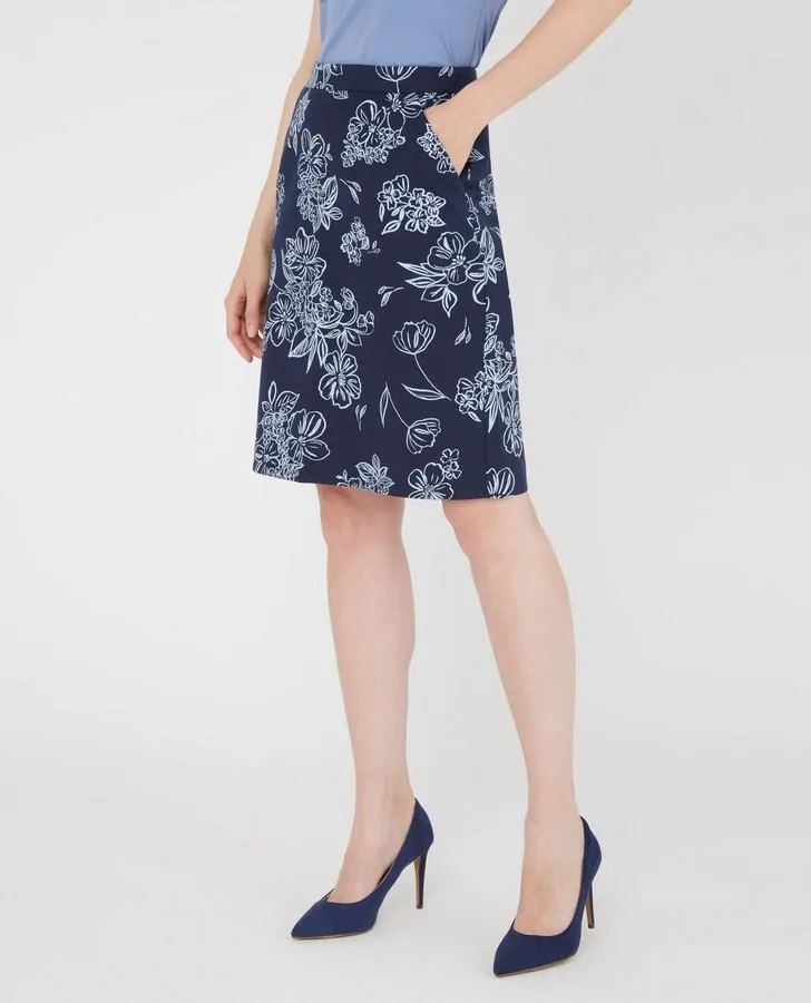 Navy A-Line Osterley Linear Skirt