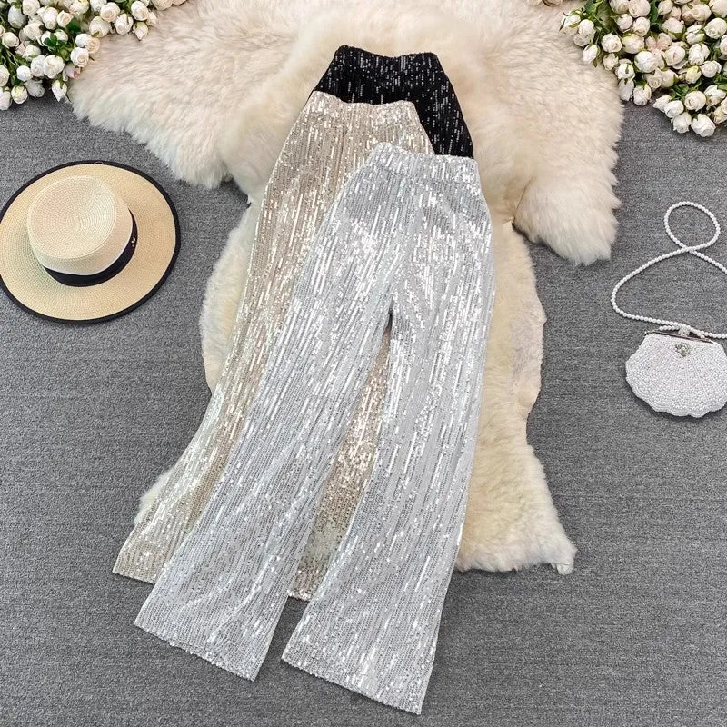 new elastic waist casual trousers sequined pants    S4174