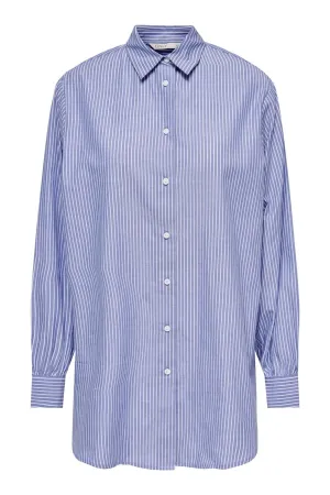 Nora Stripe Shirt - Bleached Denim