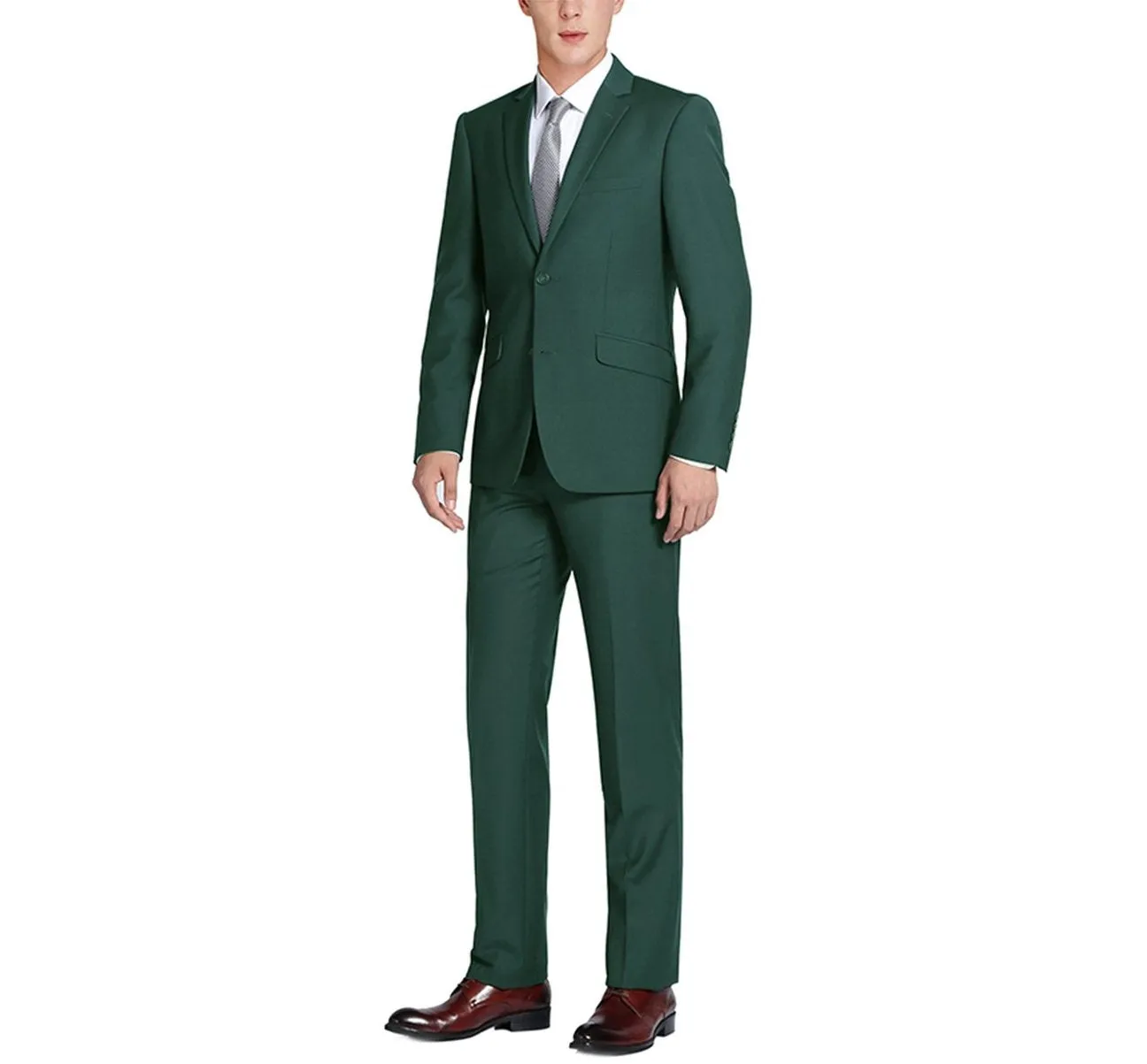 RENOIR Green 2-Piece Slim Fit Single Breasted Notch Lapel Suit 201-9