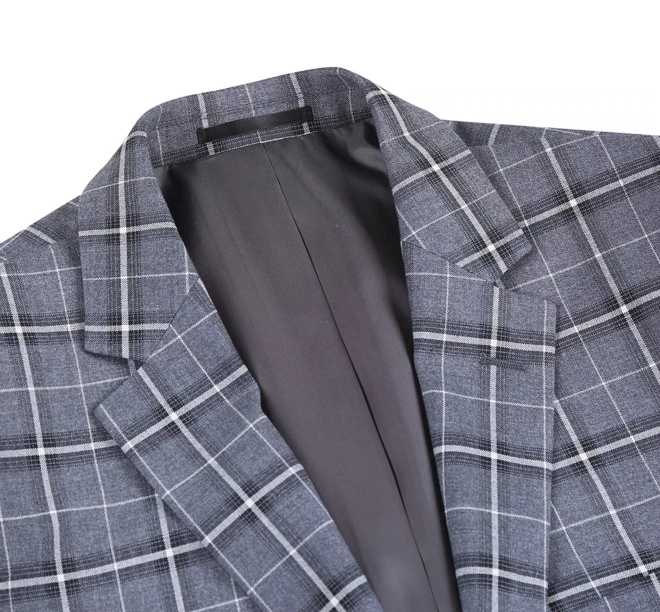 RENOIR Grey Classic Fit Single Breasted Check Suit 293-14