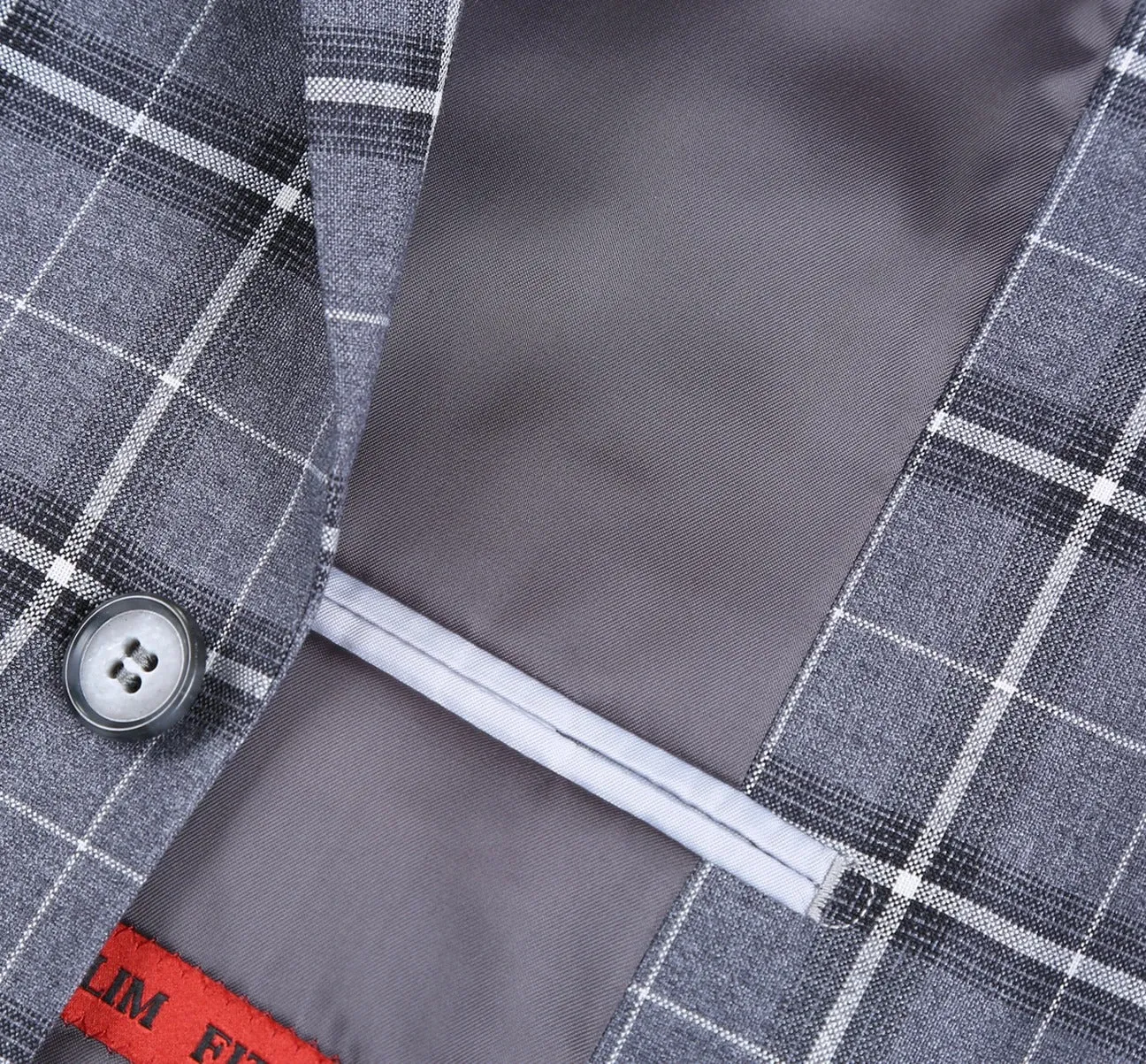 RENOIR Grey Classic Fit Single Breasted Check Suit 293-14